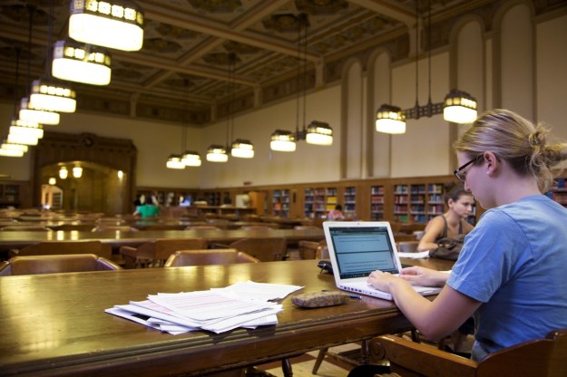 Students make use of library spaces.