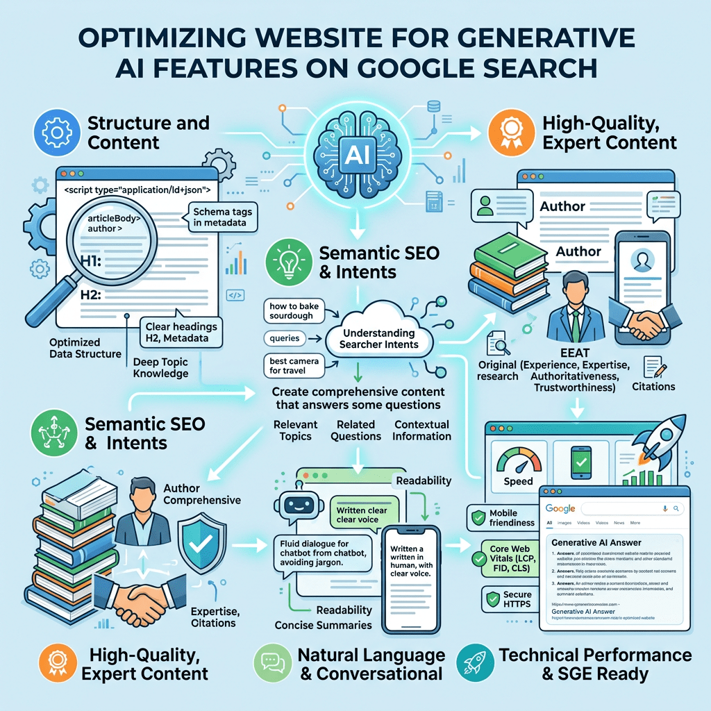 Infographic on optimizing website for generative AI features on Google Search