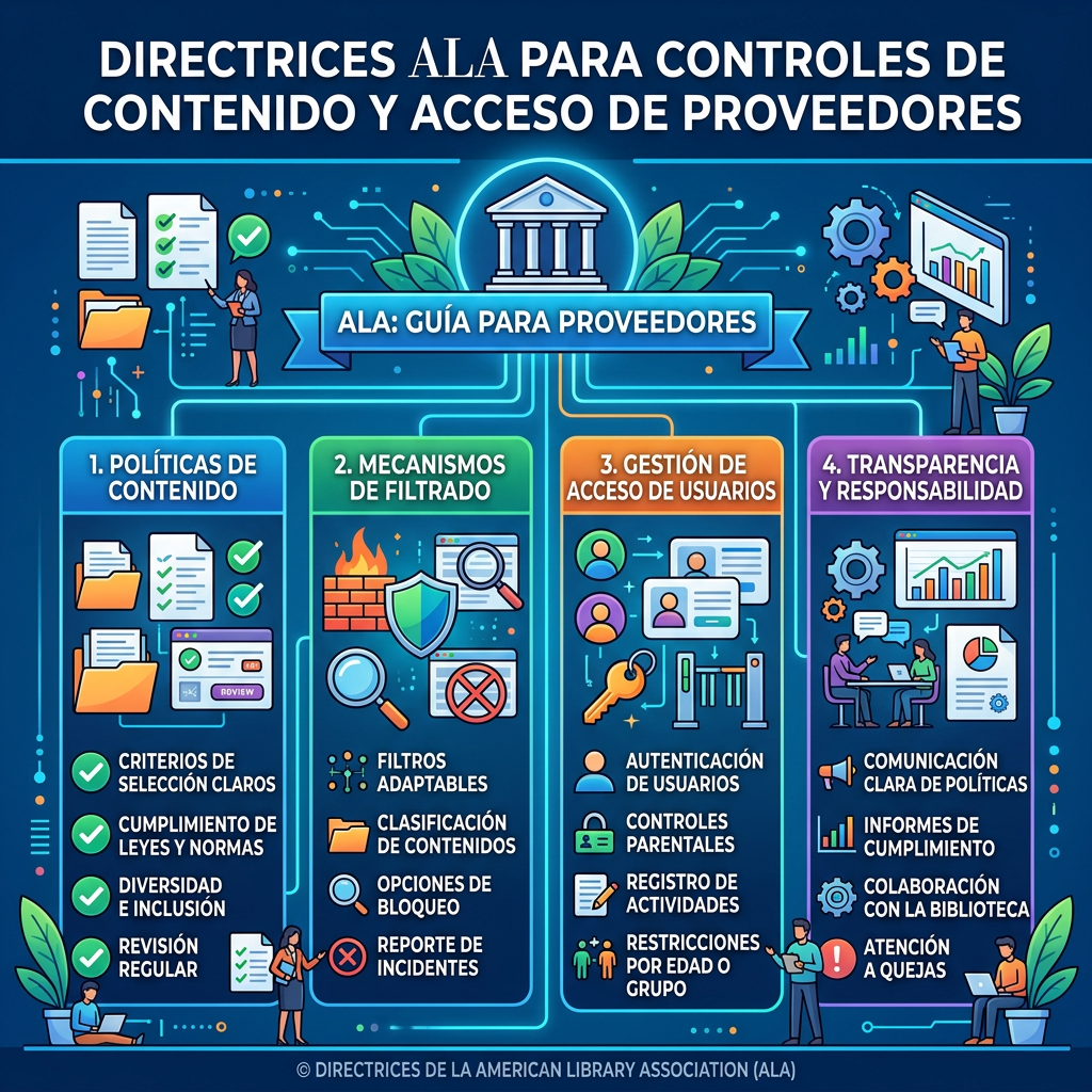 Guidelines for content controls and access by providers from the American Library Association divided into four categories